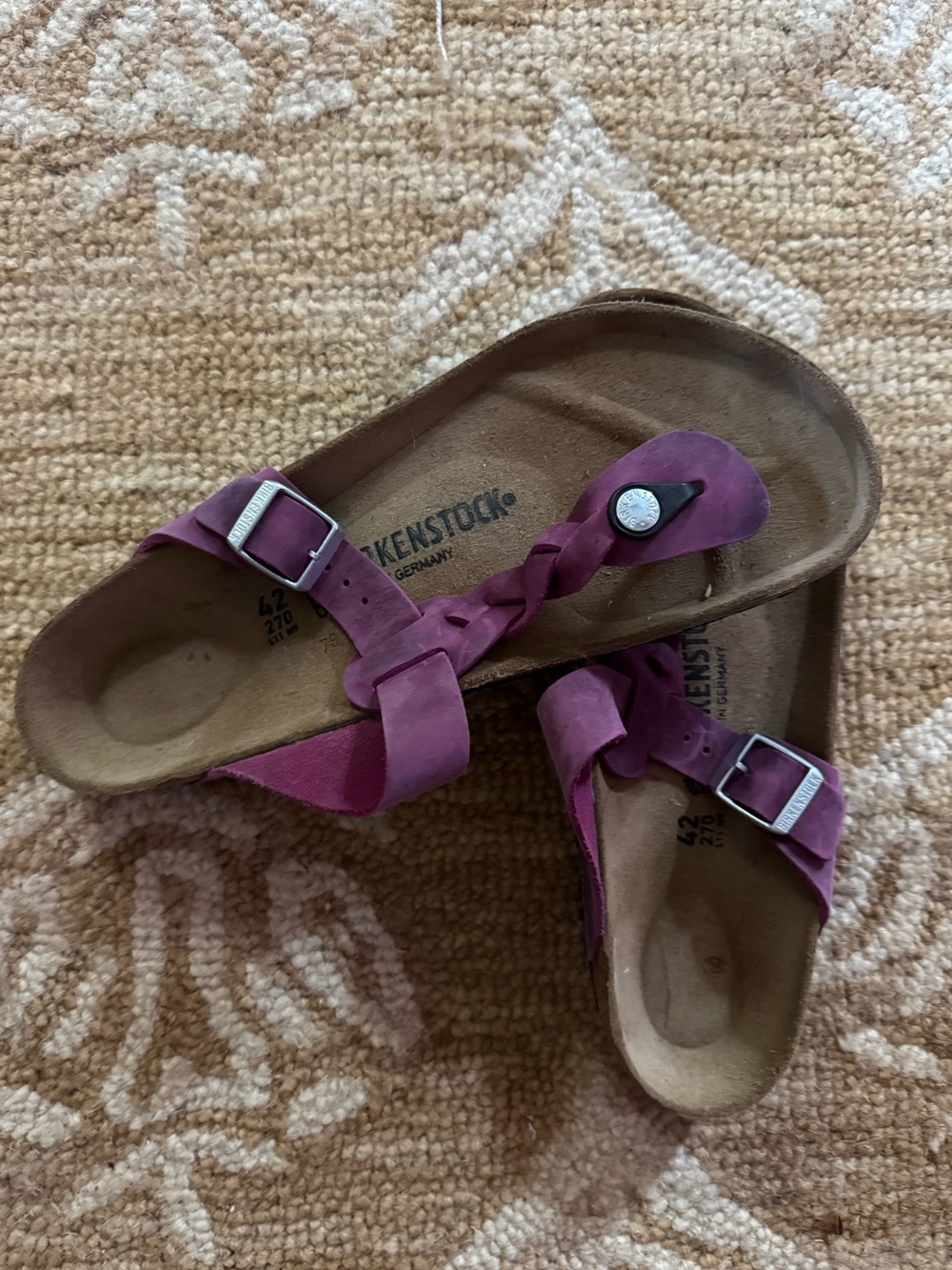 Purple Braided Birkenstock Sandals maroon like new size 42 - Picture 3 of 4